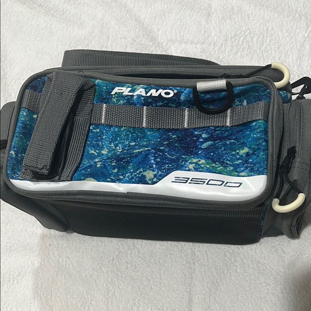 Compact Blue and Gray Belt Bag with Transparent Design
